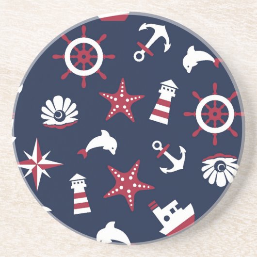 Dessous De Verre En Grès Motif nautique de mer (Devant)