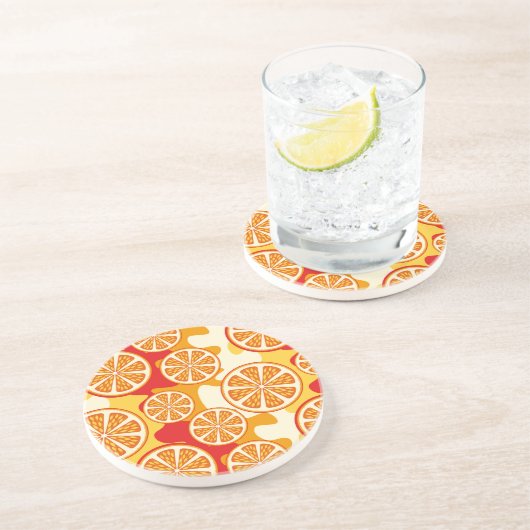 Dessous De Verre En Grès motif orange (Côté)