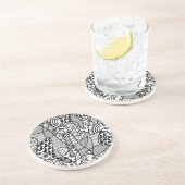 Dessous De Verre En Grès Motif Patchwork Noir & Blanc 02 (Côté)