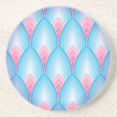 Dessous De Verre En Grès Motif Pétal Turquoise Et Rose (Devant)