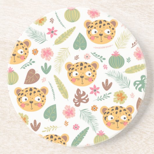 Dessous De Verre En Grès Motif Plante de Leopard Head Tropical (Devant)