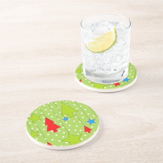 Dessous De Verre En Grès Motif pois de Noël (Côté)