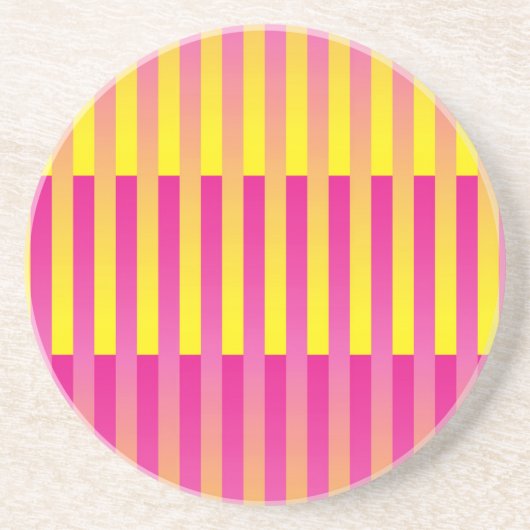 Dessous De Verre En Grès Motif rayé rose jaune orange (Devant)