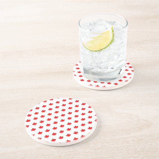 Dessous De Verre En Grès Motif Red Maple Leaf (Côté)