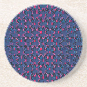 Dessous De Verre En Grès Motif rétro bleu et rose