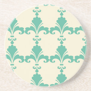Dessous De Verre En Grès Motif Rétro Blue Fleur-De-Lis