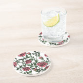 Dessous De Verre En Grès motif rose (Côté)