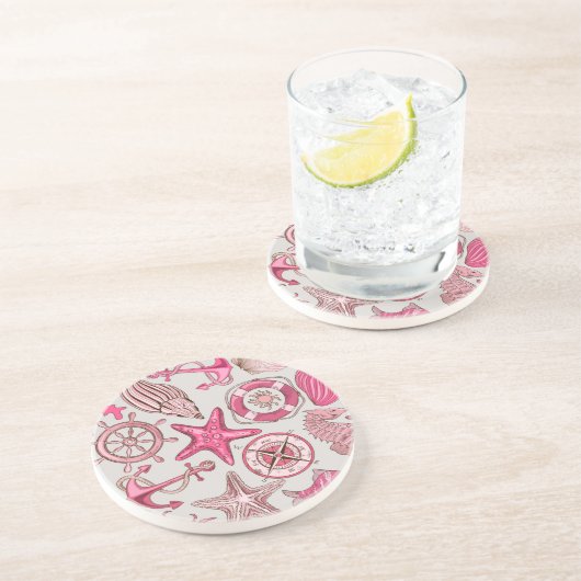 Dessous De Verre En Grès Motif rose de mer (Côté)