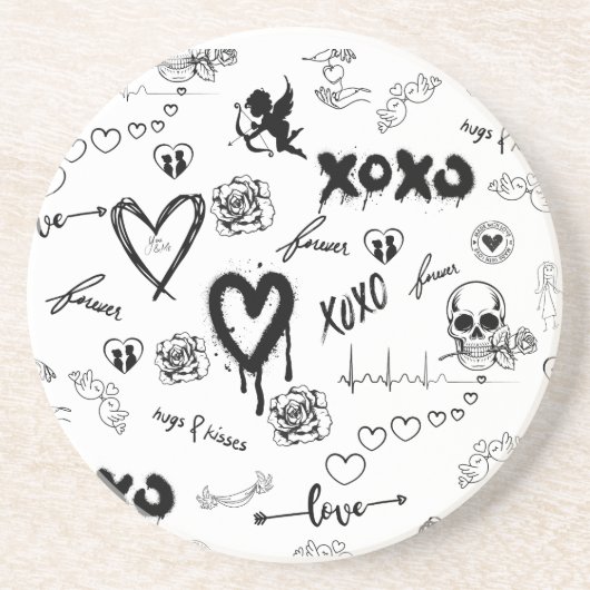 Dessous De Verre En Grès Motif sans couture gothique (Devant)