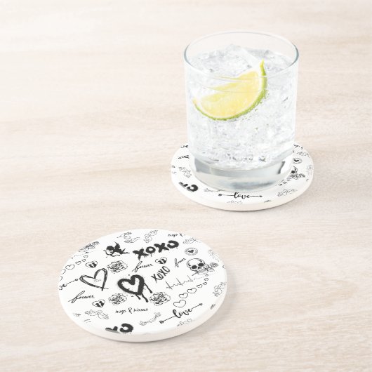 Dessous De Verre En Grès Motif sans couture gothique (Côté)