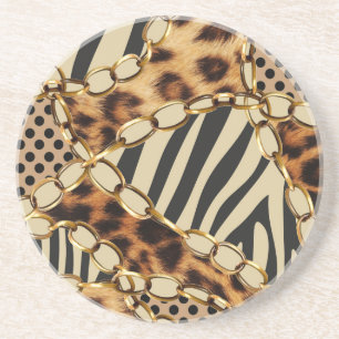 Dessous De Verre En Grès Motif sans couture Leopard Poster de animal