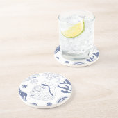 Dessous De Verre En Grès Motif sans joint avec coquillages (Côté)