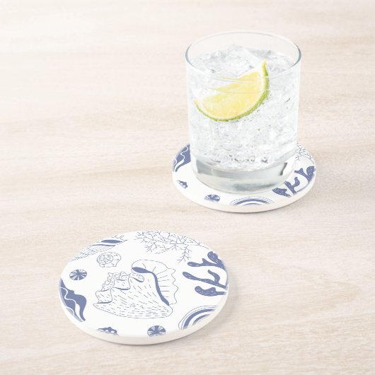 Dessous De Verre En Grès Motif sans joint avec coquillages (Côté)