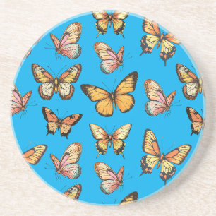 Dessous De Verre En Grès Motif sans papillon. Papillon monarque