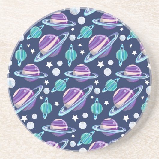 Dessous De Verre En Grès Motif spatial, Planètes, Étoiles, Galaxie, Cosmos (Devant)