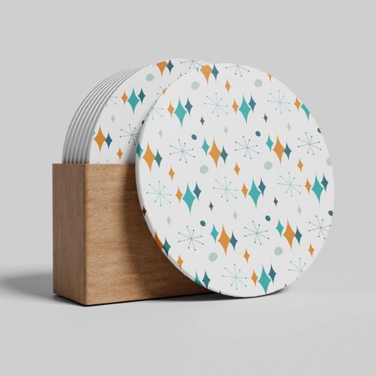 Dessous De Verre En Grès Motif Starburst Mid Century Modern