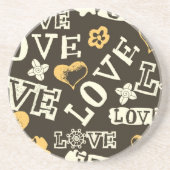 Dessous De Verre En Grès Motif tiré par la main d'amour (Devant)