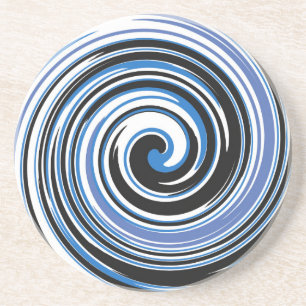 Dessous De Verre En Grès Motif tourbillon noir et bleu