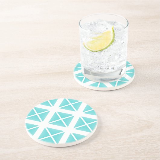 Dessous De Verre En Grès Motif Triangle tendance Turquoise (Côté)