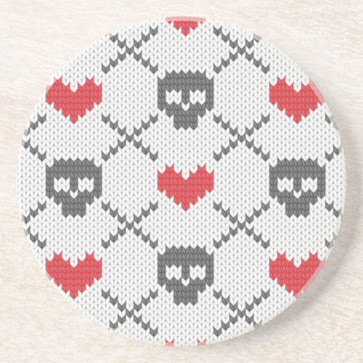 Dessous De Verre En Grès Motif tricoté avec des crânes (Devant)