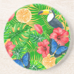 Dessous De Verre En Grès Motif tropical