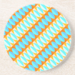 Dessous De Verre En Grès Motif turquoise bleu orange jaune coloré