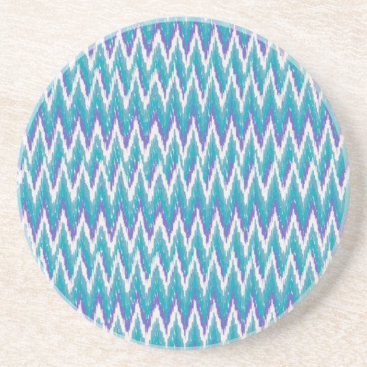 Dessous De Verre En Grès motif turquoise et Amethyst iKat ZigZag (Devant)