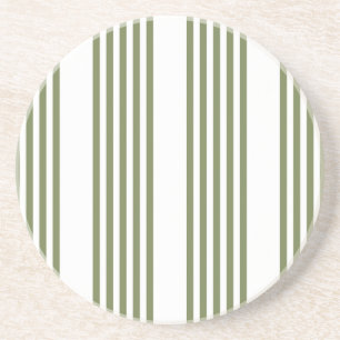 Dessous De Verre En Grès Motif vert olive et blanc cinq bandes