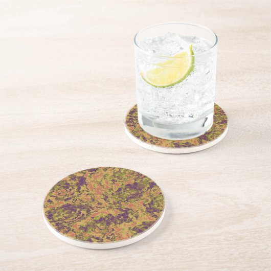 Dessous De Verre En Grès Motif vibrant de camouflage de fleur (Côté)