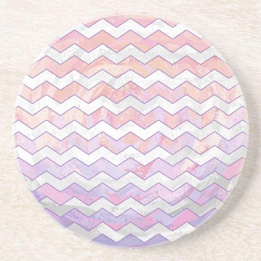 Dessous De Verre En Grès Motif Zag rose clair (Devant)