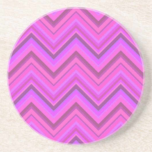 Dessous De Verre En Grès Motif zigzag à rayures roses (Devant)