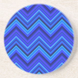Dessous De Verre En Grès Motif zigzag rayures bleues