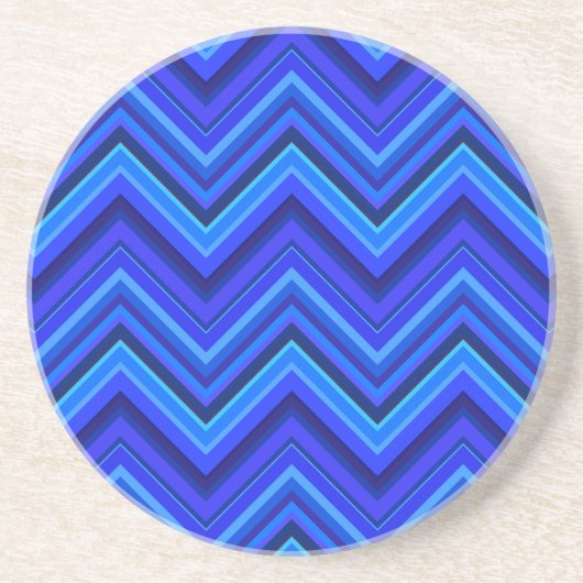 Dessous De Verre En Grès Motif zigzag rayures bleues (Devant)