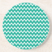Dessous De Verre En Grès Motif Zigzag vert et blanc (Devant)