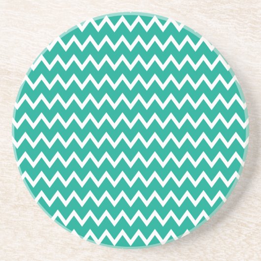 Dessous De Verre En Grès Motif Zigzag vert et blanc (Devant)