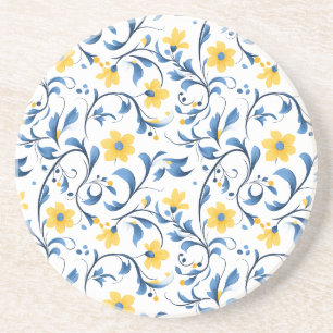 Dessous De Verre En Grès Motifs d'art populaire floral ukrainien Sous-main 
