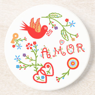 Dessous De Verre En Grès Mouchoirs d'amour de Valentine