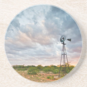 Dessous De Verre En Grès Moulin à vent et nuages au coucher du soleil