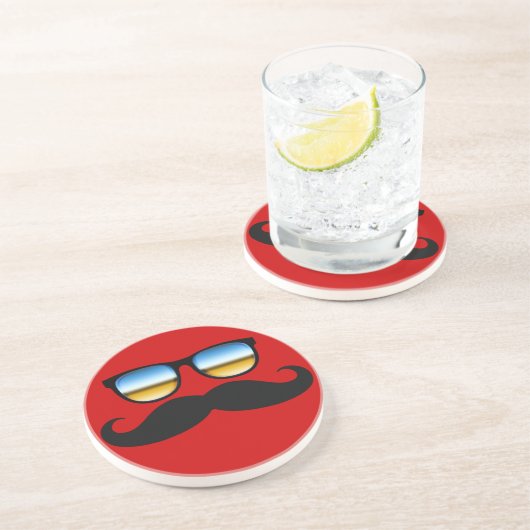 Dessous De Verre En Grès Moustache cool sous Shades (Côté)