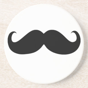 Dessous De Verre En Grès Moustache drôle sur Arrière - plan blanc