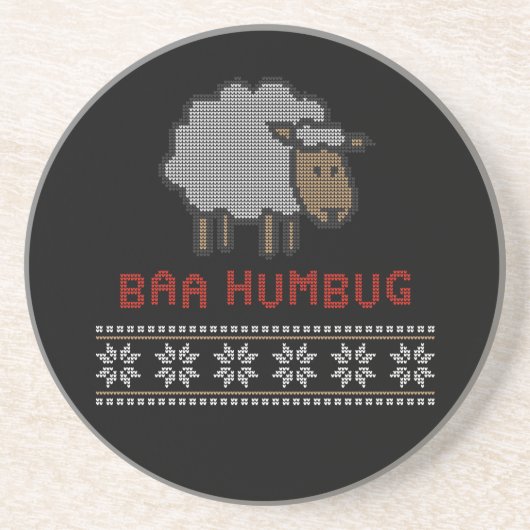 Dessous De Verre En Grès Mouton de Noël Baa Humbug (Devant)