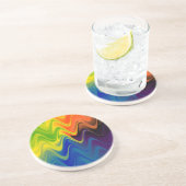 Dessous De Verre En Grès Multicolor Abstrait (Côté)