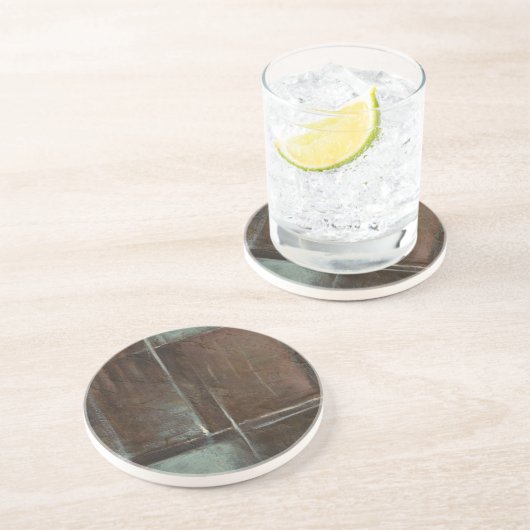 Dessous De Verre En Grès Mur en brique rouge et gris (Côté)