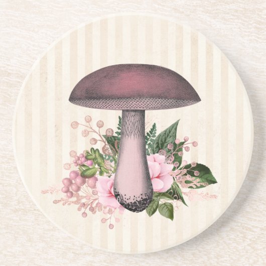 Dessous De Verre En Grès Mushroom et compilation florale (Devant)