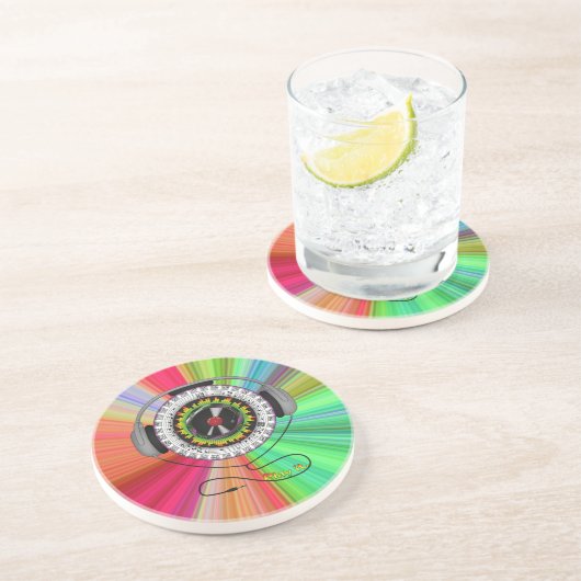Dessous De Verre En Grès Music de la pierre de coaster de vie (Côté)