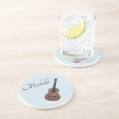 Dessous De Verre En Grès Musical Personnalisé Guitare Bleu (Côté)