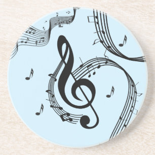 Dessous De Verre En Grès Musique clef de sol climaxique bleue