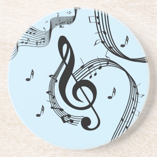 Dessous De Verre En Grès Musique clef de sol climaxique bleue (Devant)