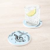 Dessous De Verre En Grès Musique clef de sol climaxique bleue (Côté)