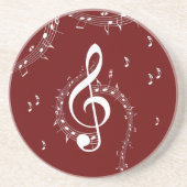 Dessous De Verre En Grès Musique de clé de sol climaxique rouge (Devant)